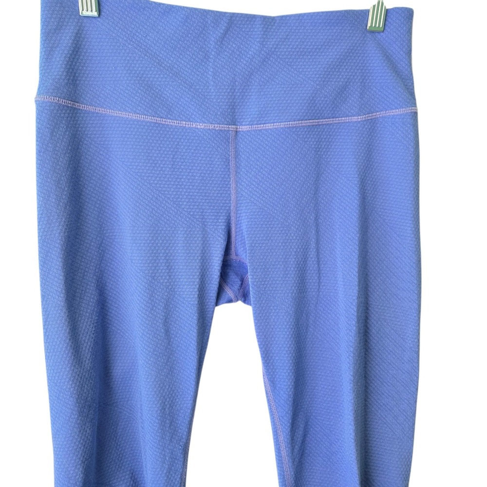 Prana Womens Periwinkle Blue Textured Diamond Knit Cropped Yoga Leggings Size M